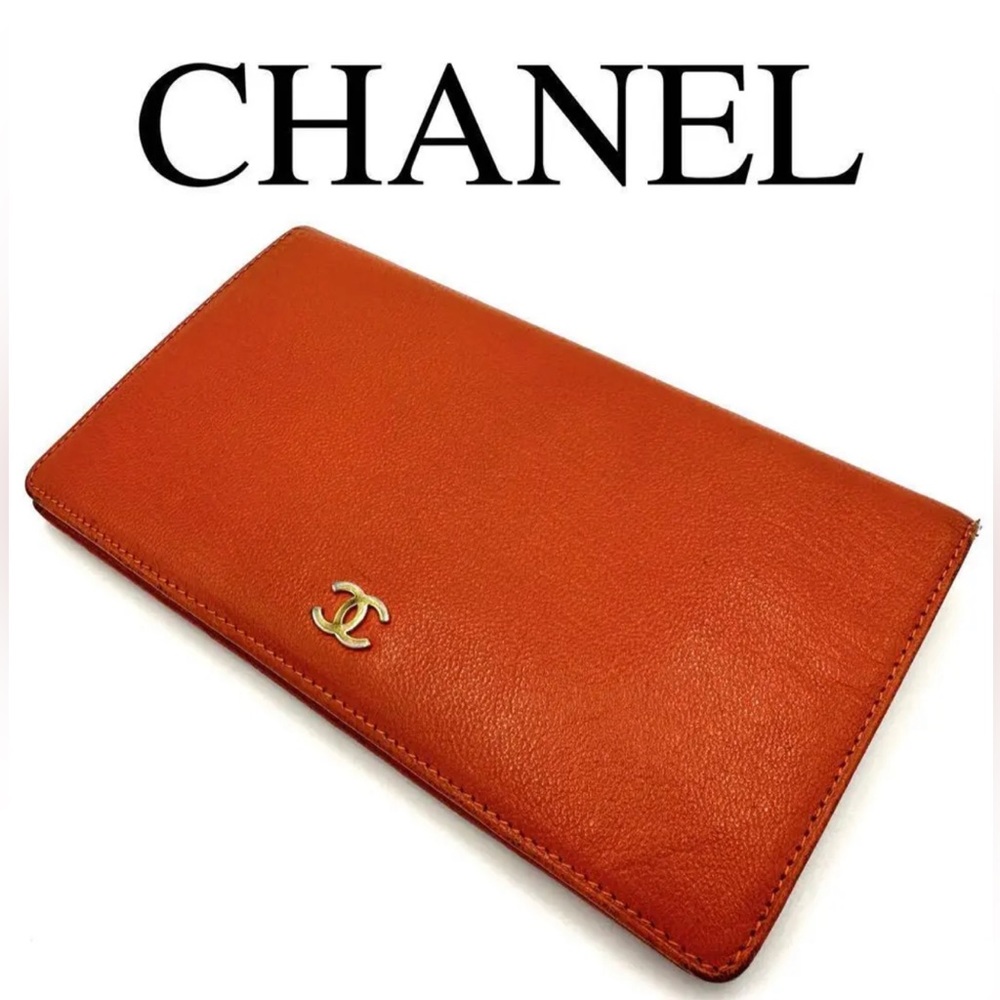 CHANEL BIFOLD ORANGE LONG WALLET